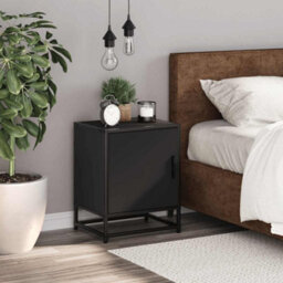 Berkfield Bedside Cabinet Black 40X31X50 Cm Engineered Wood And Metal - thumbnail 3