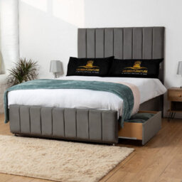 UKBEDFURNITURE Falcon Steel Plush Divan Bed With 2 Foot End Drawers & 26 Inch Headboard - thumbnail 1