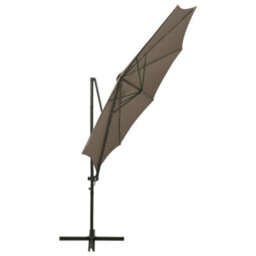Berkfield Cantilever Umbrella With Pole And Led Lights Taupe 300 Cm - thumbnail 7