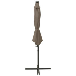 Berkfield Cantilever Umbrella With Pole And Led Lights Taupe 300 Cm - thumbnail 2