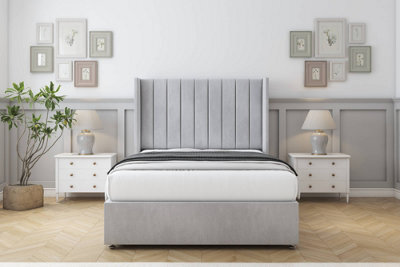 "Comfort Palermo Silver Naples Divan Bed Set 2 Drawers Foot-End - 54"" Wingback 6' Super King" - image 1