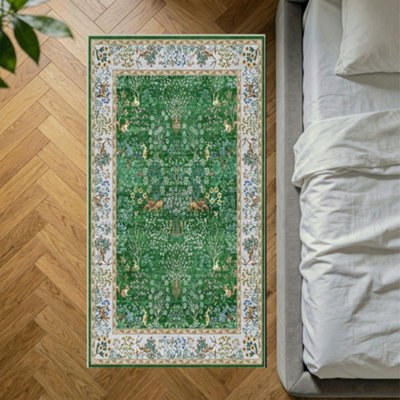 Decoranddecor Rug, Washable Rugs, Bedroom Kitchen Rugs, 80X150Cm, Non-Slip, Pet Friendly, Low Pile, Persian Rug - Elara - image 1