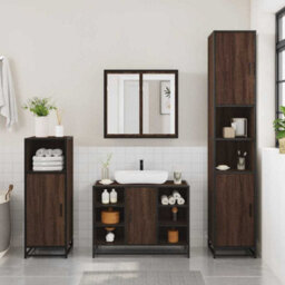 Berkfield Bathroom Sink Cabinet Brown Oak 80X33X60 Cm Engineered Wood - thumbnail 3