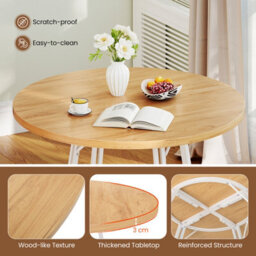 Gainoom 47 Inch Natural Dining Table Round Kitchen Table For 4-6 People - thumbnail 7