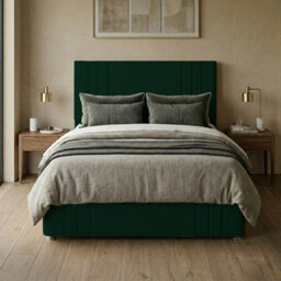 "Adore Designs Rio Plush Velvet Divan Bed, 50"" Headboard, & Footboard - 4Ft Small Double - Emerald Green - 2 Drawers Left Side" - thumbnail 1