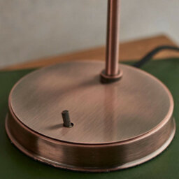 Industrial Curved Table Lamp Tarnished Copper & Glass Shade Modern Bedside Light - thumbnail 4