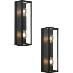 Elegant 2 Pack Black Wall Light With Clear Glass Shade And Metal Frame - thumbnail 1