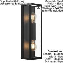 Elegant 2 Pack Black Wall Light With Clear Glass Shade And Metal Frame - thumbnail 2