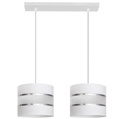 Luminosa Lighting Luminosa Helen Straight Bar Pendant Ceiling Light White, Silver 45Cm - image 1