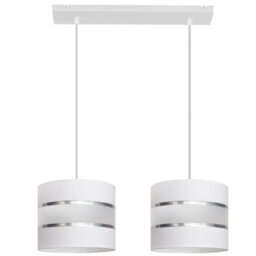 Luminosa Lighting Luminosa Helen Straight Bar Pendant Ceiling Light White, Silver 45Cm - thumbnail 1