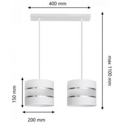Luminosa Lighting Luminosa Helen Straight Bar Pendant Ceiling Light White, Silver 45Cm - thumbnail 2