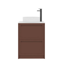 Royal Bathrooms Royal Bathroom Elmore 600mm Terracotta Clay Freestanding Bathroom Vanity Unit 2 Drawer Plain White Worktop With Art Basin - thumbnail 7