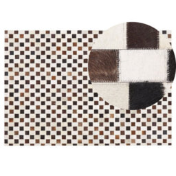 Beliani Rug Kayabey Beige 140 X 200 Cm Leather - thumbnail 1