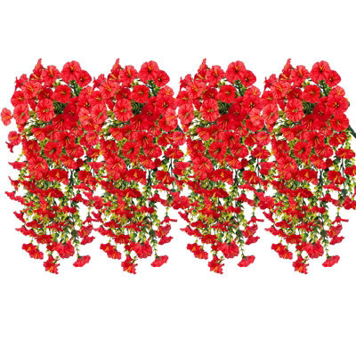 4 Pack Artificial Outdoor Garden Flowers, Morning Glory, Uv - Resistant, Artificial Plants - image 1