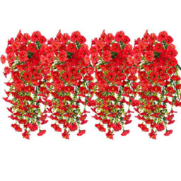 4 Pack Artificial Outdoor Garden Flowers, Morning Glory, Uv - Resistant, Artificial Plants - thumbnail 1