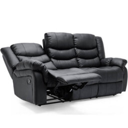 More4Homes Seattle Manual High Back Bonded Leather Recliner 3 Seater Sofa (Black) - thumbnail 3