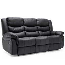 More4Homes Seattle Manual High Back Bonded Leather Recliner 3 Seater Sofa (Black) - thumbnail 2