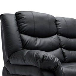 More4Homes Seattle Manual High Back Bonded Leather Recliner 3 Seater Sofa (Black) - thumbnail 7