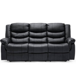 More4Homes Seattle Manual High Back Bonded Leather Recliner 3 Seater Sofa (Black) - thumbnail 4