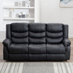 More4Homes Seattle Manual High Back Bonded Leather Recliner 3 Seater Sofa (Black) - thumbnail 8