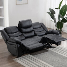 More4Homes Seattle Manual High Back Bonded Leather Recliner 3 Seater Sofa (Black) - thumbnail 9