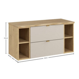 Heze Furniture Dalia Bathroom Cabinet Vanity  100Cm With Two Open Shelving In Cashmere & Cremona Oak - thumbnail 5