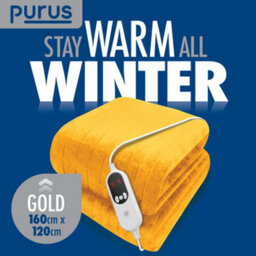 Purus Deluxe Gold Electric Throw Heated Double Over Blanket Soft Fleece 9 Heat & 12 Timer Settings - thumbnail 7