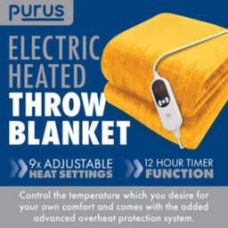 Purus Deluxe Gold Electric Throw Heated Double Over Blanket Soft Fleece 9 Heat & 12 Timer Settings - thumbnail 2