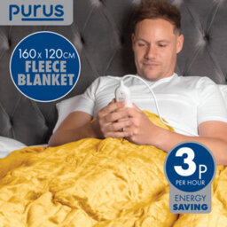 Purus Deluxe Gold Electric Throw Heated Double Over Blanket Soft Fleece 9 Heat & 12 Timer Settings - thumbnail 3