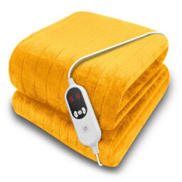 Purus Deluxe Gold Electric Throw Heated Double Over Blanket Soft Fleece 9 Heat & 12 Timer Settings