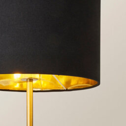 Valuelights Christina Black With Metallic Gold Drum Shade Gold Palm Leaf Table Lamp - thumbnail 4