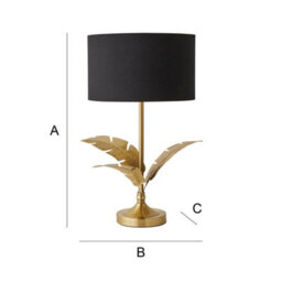 Valuelights Christina Black With Metallic Gold Drum Shade Gold Palm Leaf Table Lamp - thumbnail 6