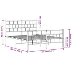 Berkfield Metal Bed Frame With Headboard And Footboard White 160X200 Cm - thumbnail 9