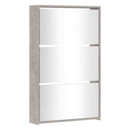 Berkfield Modern Shoe Cabinet With Mirror 3-Layer Concrete Grey 63X17X102.5 Cm - thumbnail 3