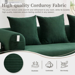 Matteo Modular Corduroy 2-Seater Sofa - Emerald Green - thumbnail 7