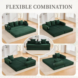 Matteo Modular Corduroy 2-Seater Sofa - Emerald Green - thumbnail 2