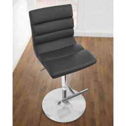 Bayside Furnishings Grey Bonded Leather Bar Stool Gas Lift Swivel Chair - thumbnail 4
