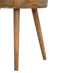 Wyld Haus Gradara Nordic Round Mango Wood Bedside Table, 2-Drawer, Mellow Oak Finish - thumbnail 6