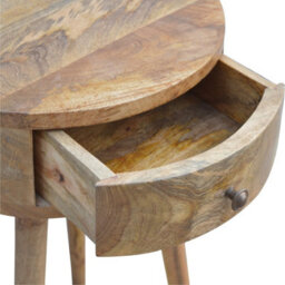 Wyld Haus Gradara Nordic Round Mango Wood Bedside Table, 2-Drawer, Mellow Oak Finish - thumbnail 7