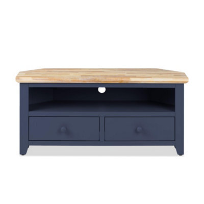 Statement Furniture Florence Navy Blue Corner Tv Unit With 2 Drawers And Shelf - image 1