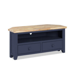 Statement Furniture Florence Navy Blue Corner Tv Unit With 2 Drawers And Shelf - thumbnail 2