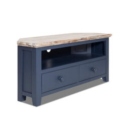 Statement Furniture Florence Navy Blue Corner Tv Unit With 2 Drawers And Shelf - thumbnail 4