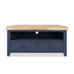 Statement Furniture Florence Navy Blue Corner Tv Unit With 2 Drawers And Shelf - thumbnail 1