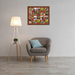 AK Frames 80X70Cm Dark Oak Modern Multi Photo Frame With Crimson Mount - Holds 20 Apertures (18X) 6X4, (2X) 4X4 Photos - thumbnail 3