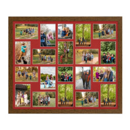 AK Frames 80X70Cm Dark Oak Modern Multi Photo Frame With Crimson Mount - Holds 20 Apertures (18X) 6X4, (2X) 4X4 Photos