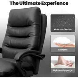 Black Executive Office Chair Computer Swivel Chair For Home With Arm & Footrest - thumbnail 5