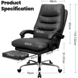 Black Executive Office Chair Computer Swivel Chair For Home With Arm & Footrest - thumbnail 2
