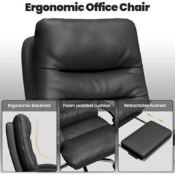 Black Executive Office Chair Computer Swivel Chair For Home With Arm & Footrest - thumbnail 4