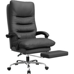 Black Executive Office Chair Computer Swivel Chair For Home With Arm & Footrest - thumbnail 1