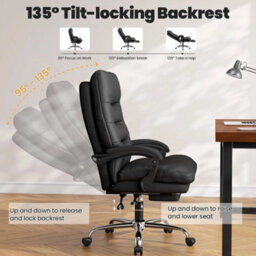 Black Executive Office Chair Computer Swivel Chair For Home With Arm & Footrest - thumbnail 3